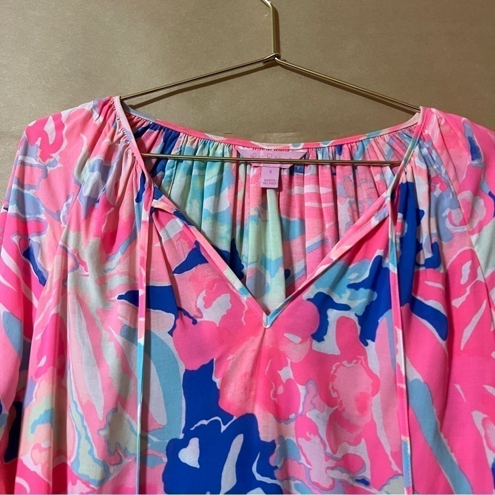 Lilly Pulitzer | Willa Top Playa Hermosa Floral Popover Blouse Size S - Picture 4 of 14